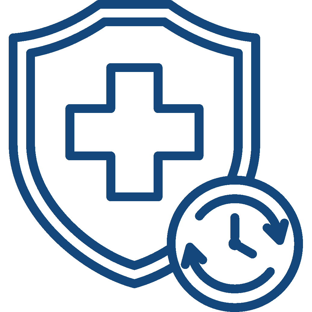 Health shield with revolving clock - long term