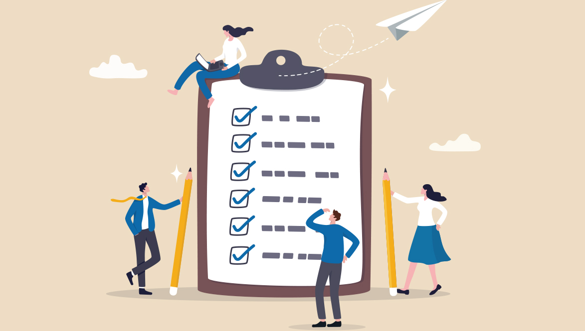 checking off a checklist for paperwork items