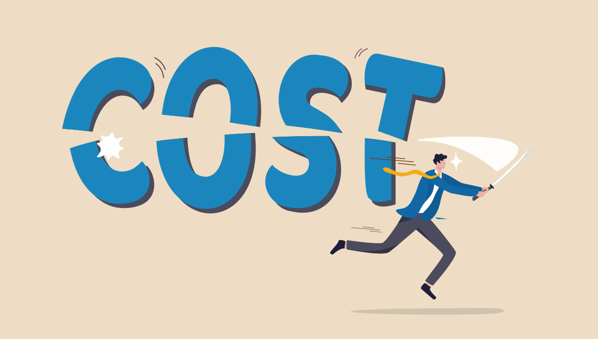 person slashing the word cost