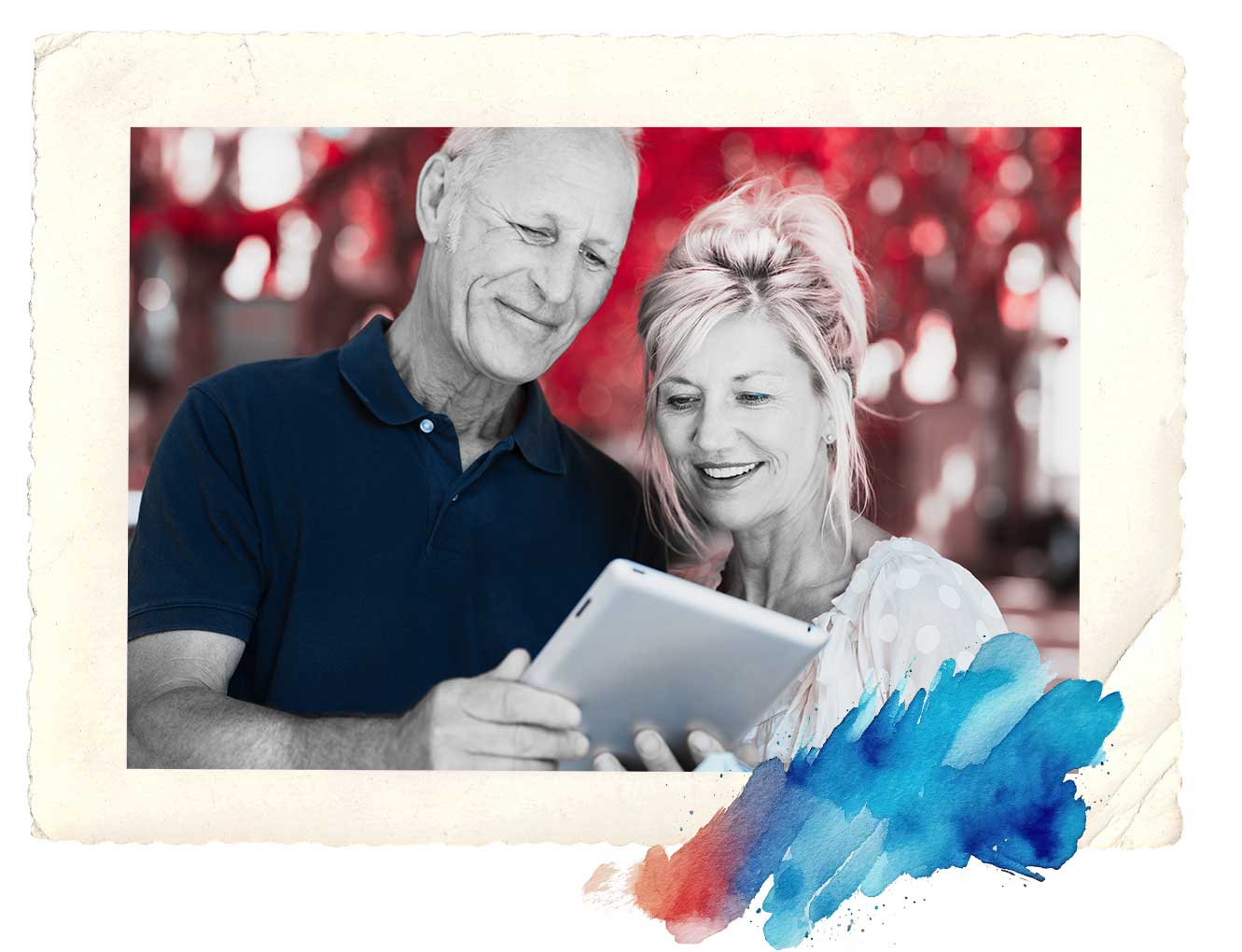 Happy Seniors on tablet