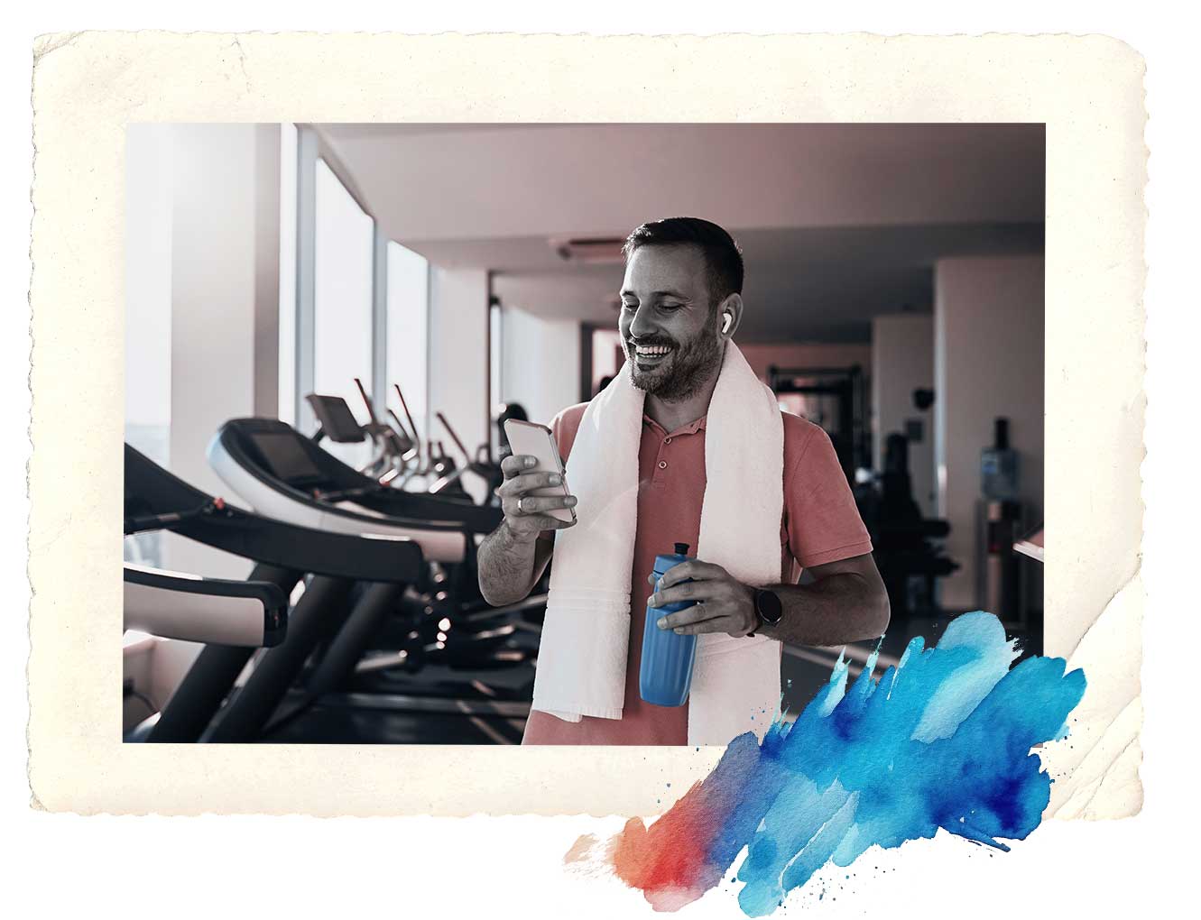 happy yoga man on phone