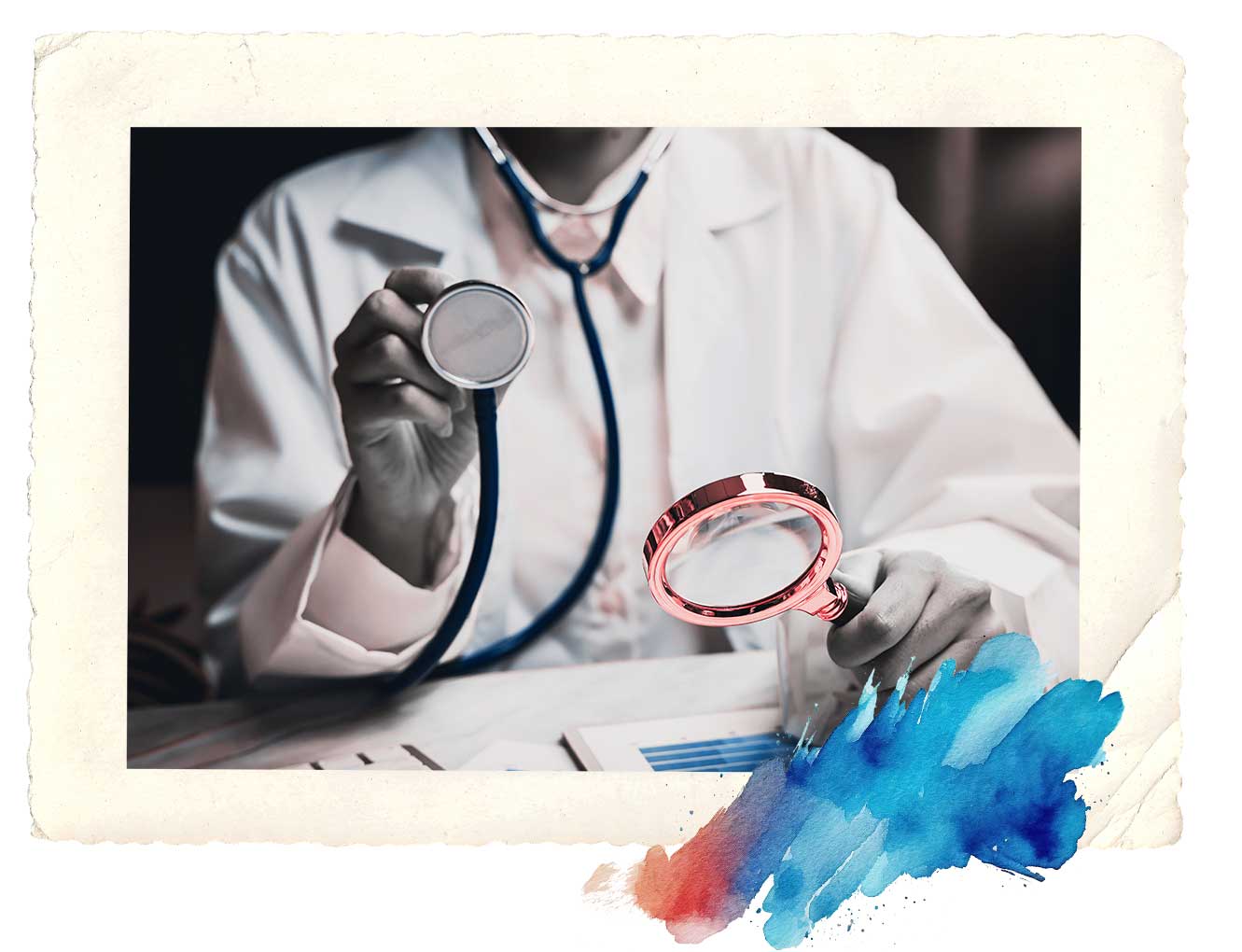 doctor and magnifying glass