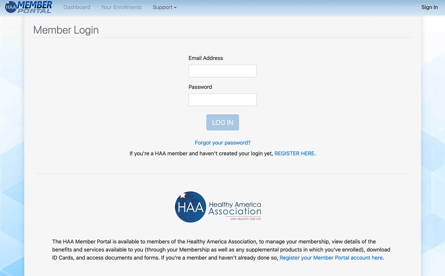 Member Portal Screenshot