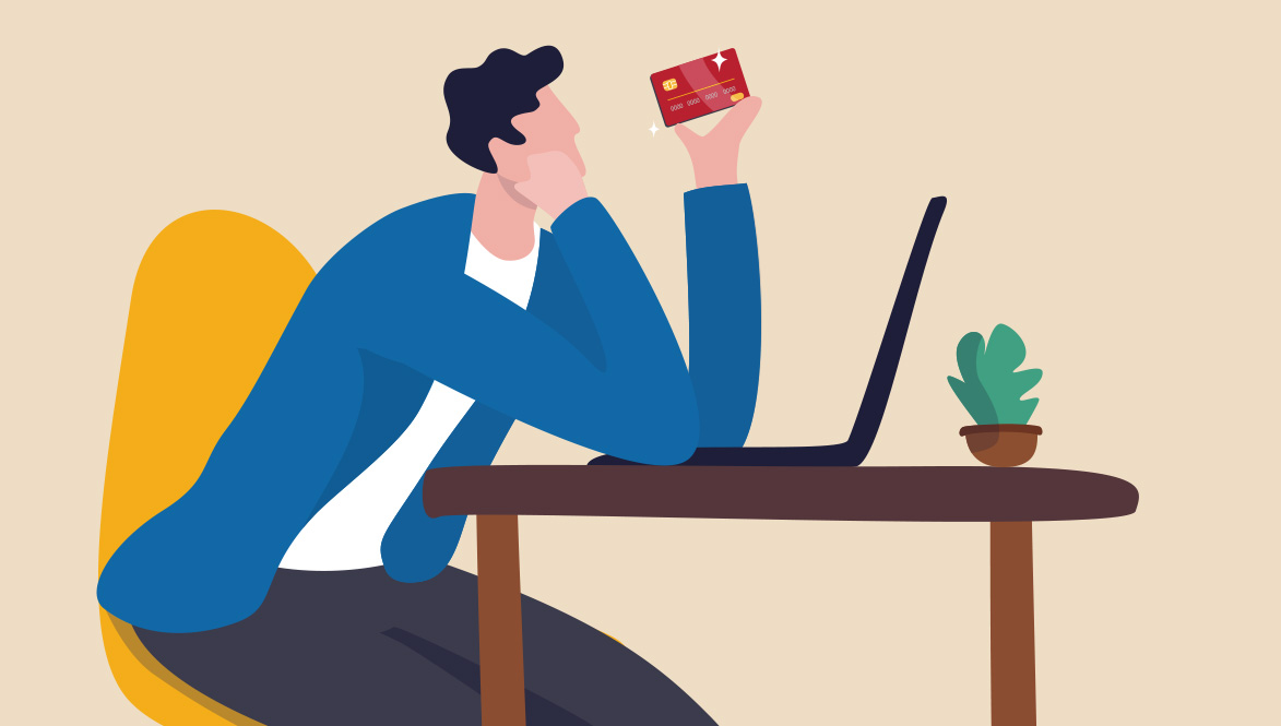 person looking at id card illustration