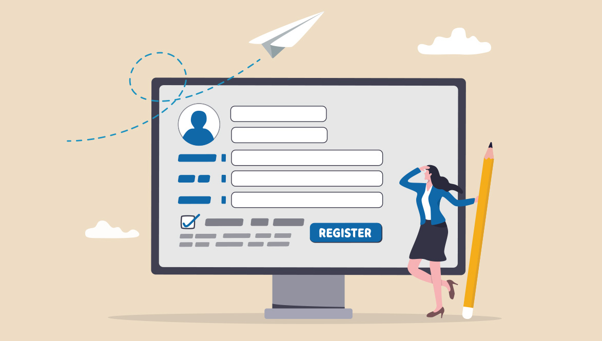 woman registering for portal illustration