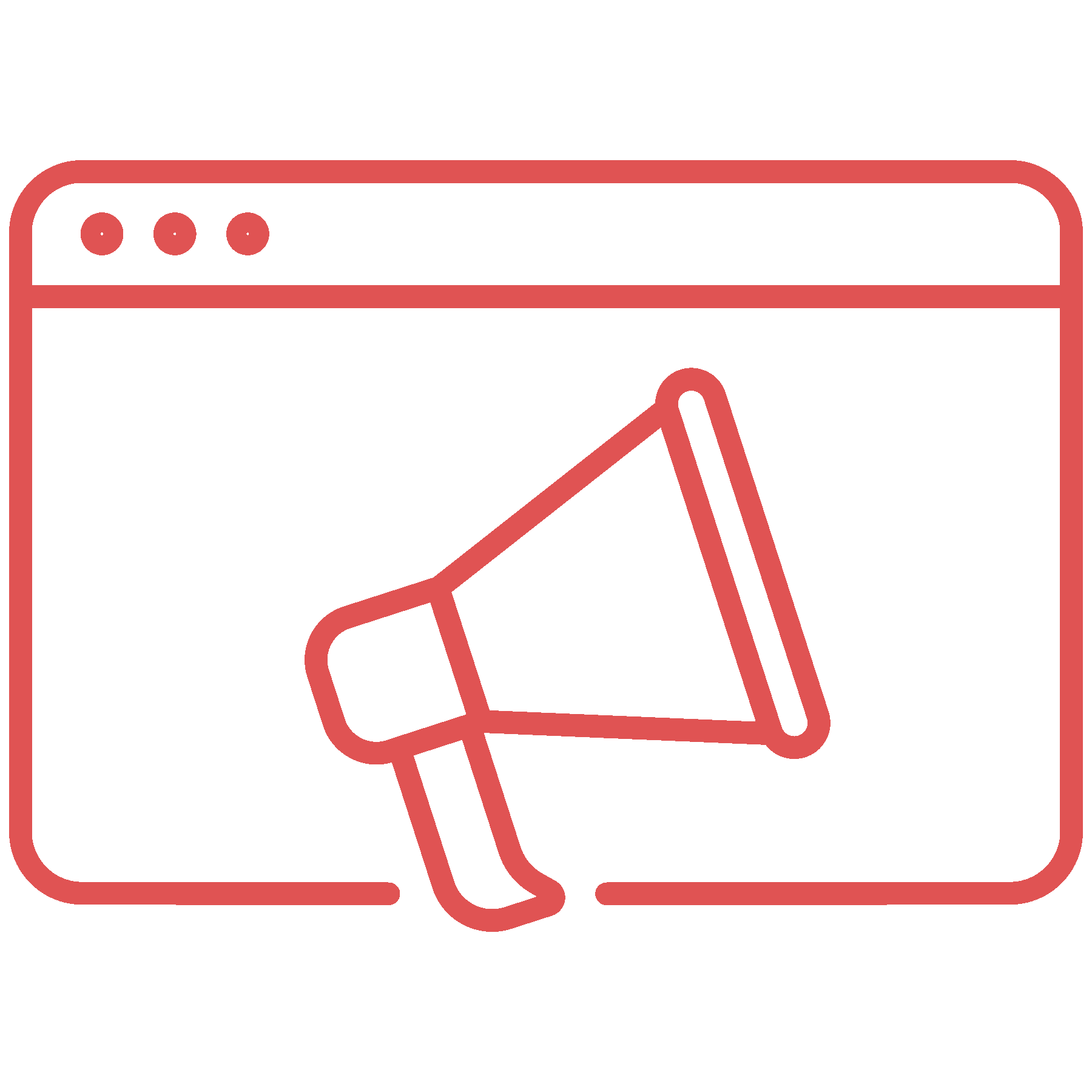 website with megaphone icon